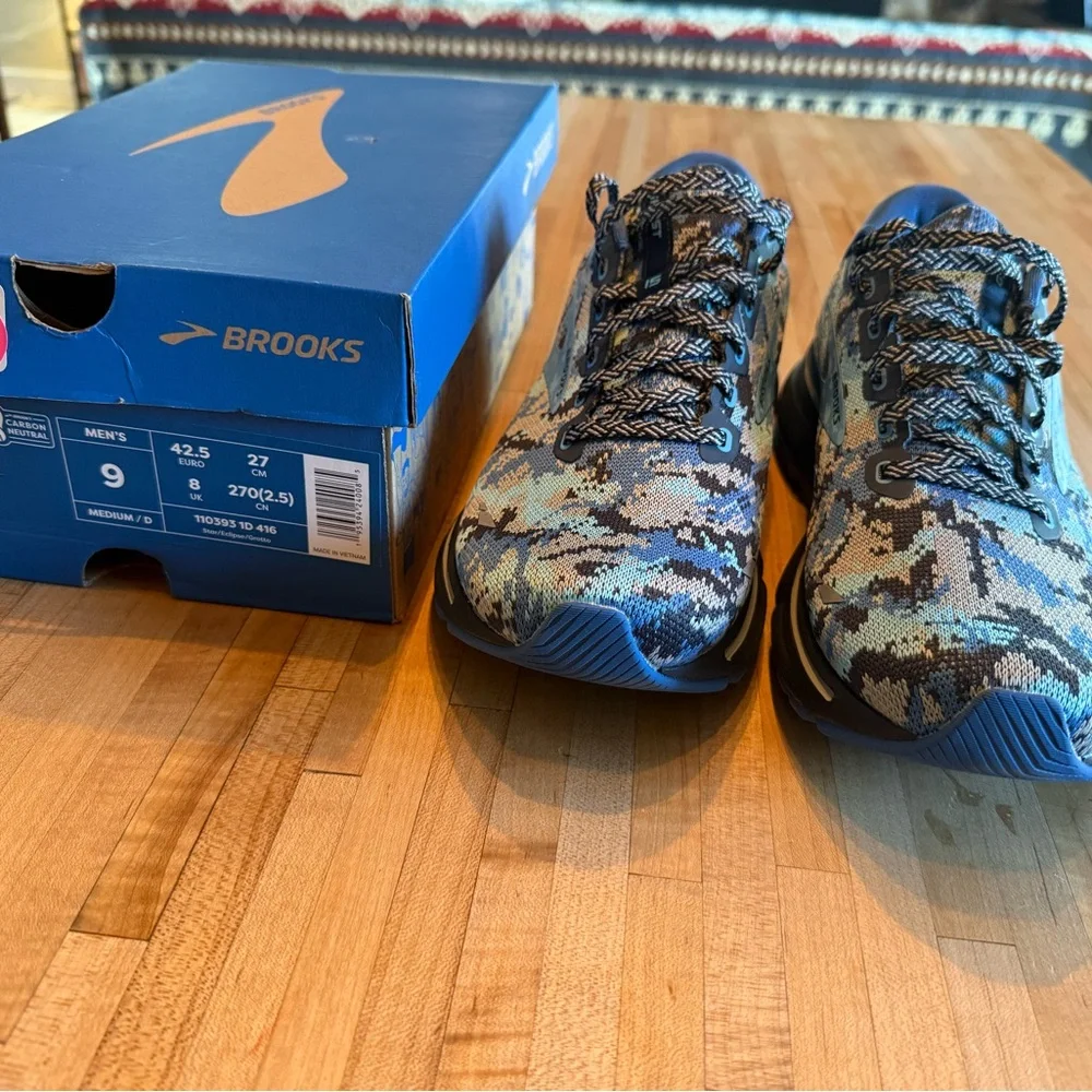 Brooks Ghost 15 Blue and Black Camo Running Shoes Men’s 9 Med/D - Picture 16 of 16